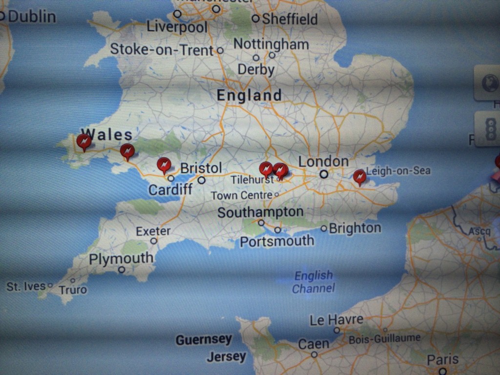 Charging map Model S UK