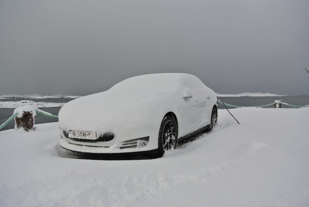 Model S under snow